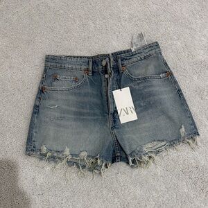 Zara Women's Distressed Blue Jean Shorts